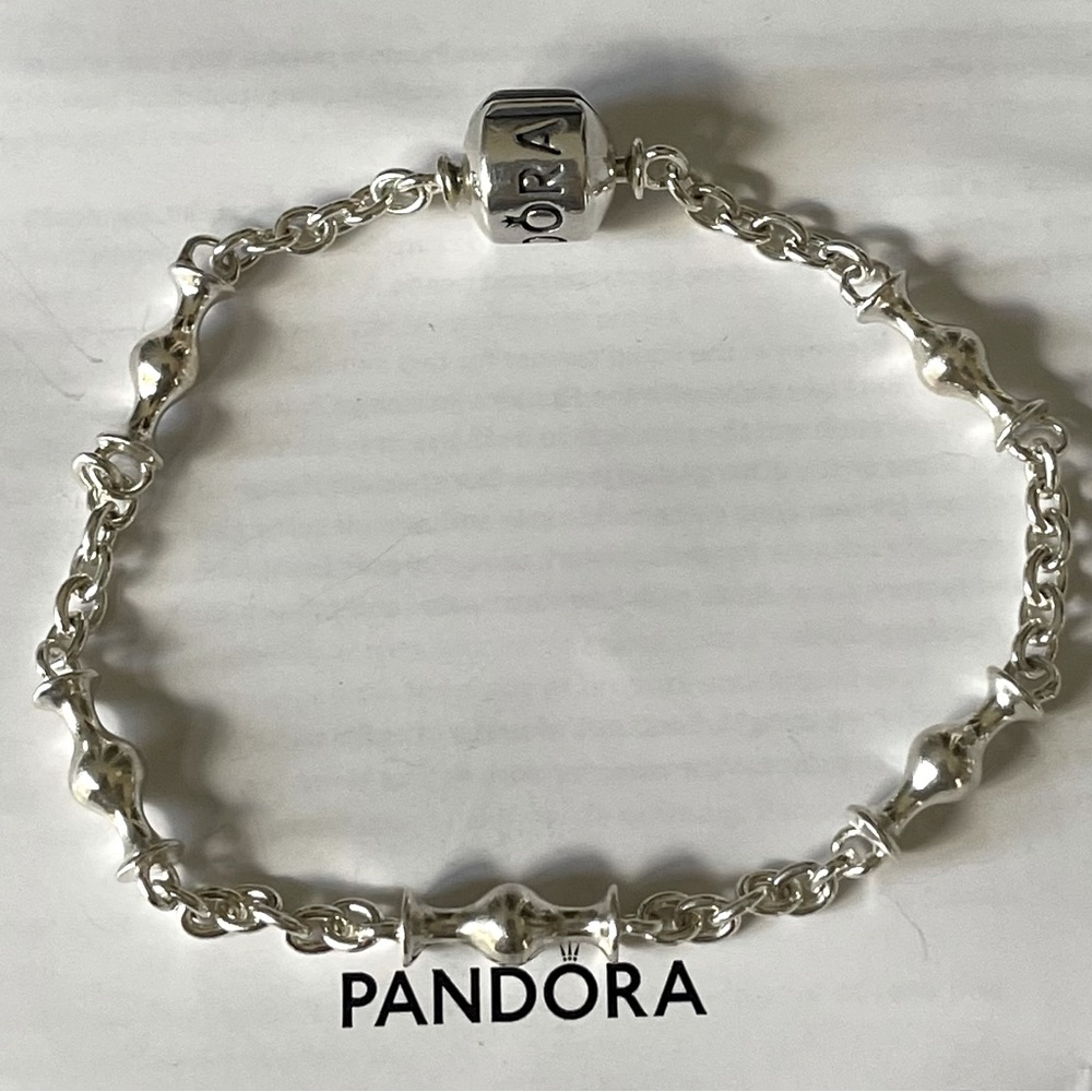 Authentic Pandora Sterling Silver Five Station Bracelet 591704 Size 6.9”